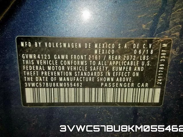 3VWC57BU8KM055462 фото 2