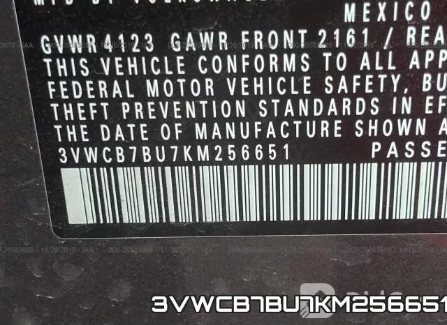 3VWCB7BU7KM256651 фото 10