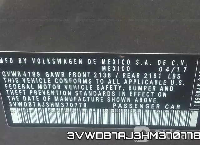 3VWDB7AJ3HM370778 фото 10