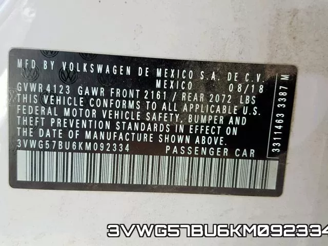 3VWG57BU6KM092334 фото 2