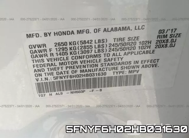 5FNYF6H02HB031630 фото 10