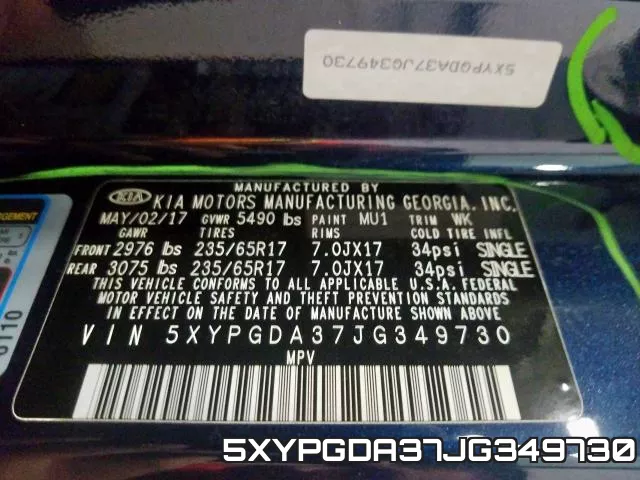 5XYPGDA37JG349730 фото 2