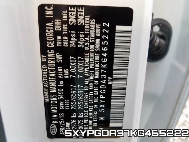 5XYPGDA37KG465222 фото 2