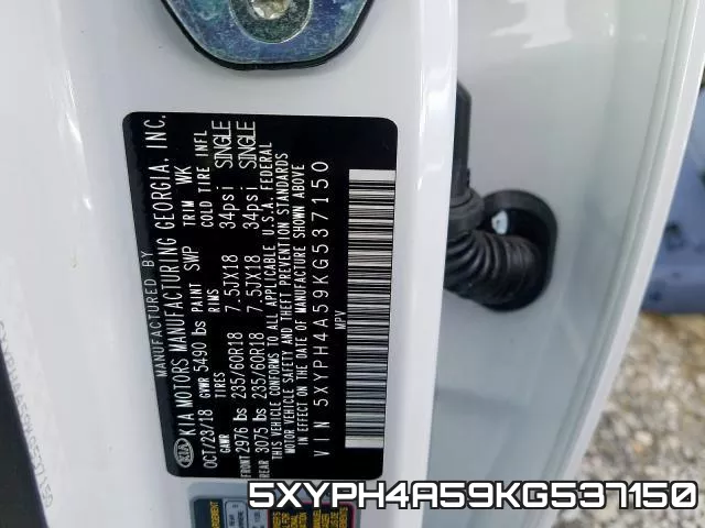 5XYPH4A59KG537150 фото 2