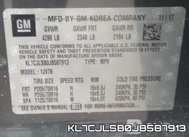 KL7CJLSB0JB587913 фото 10
