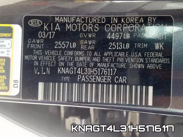 KNAGT4L31H5176117 фото 2