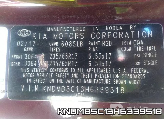 KNDMB5C13H6339518 фото 10