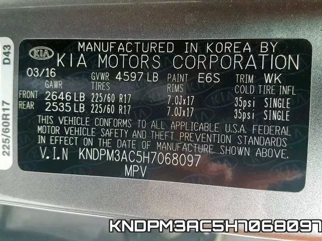 KNDPM3AC5H7068097 фото 2