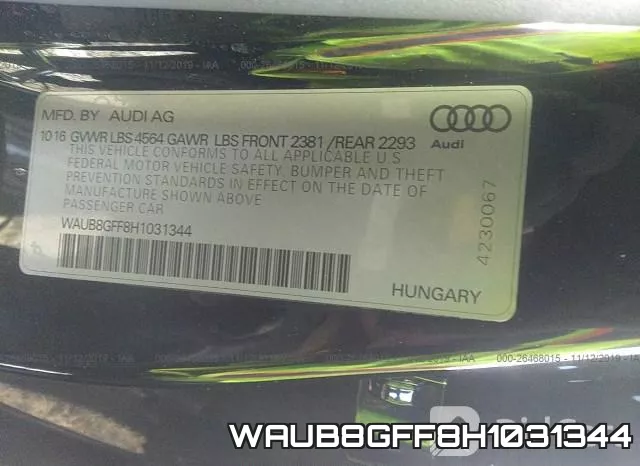 WAUB8GFF8H1031344 фото 10