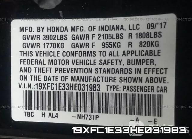 19XFC1E33HE031983 фото 10