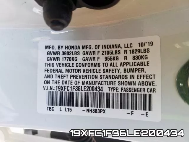 19XFC1F36LE200434 фото 2