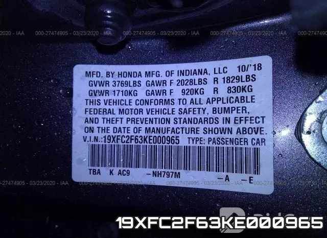 19XFC2F63KE000965 фото 10