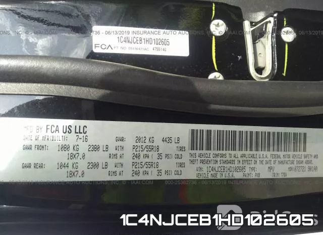 1C4NJCEB1HD102605 фото 10