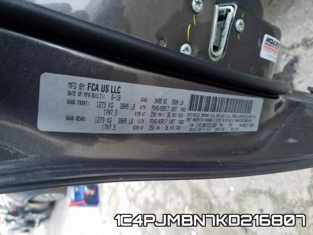 1C4PJMBN7KD216807 фото 2