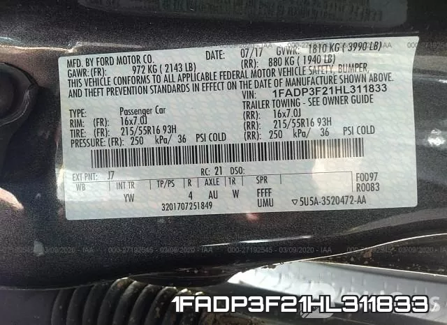 1FADP3F21HL311833 фото 10