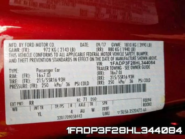 1FADP3F28HL344084 фото 2