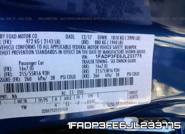 1FADP3FE6JL233775 фото 10