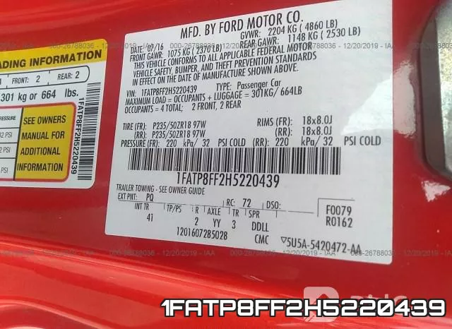 1FATP8FF2H5220439 фото 10