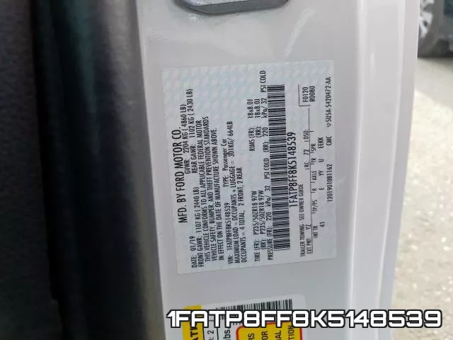 1FATP8FF8K5148539 фото 2
