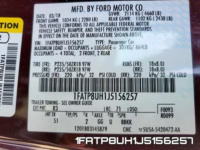 1FATP8UH1J5156257 фото 2