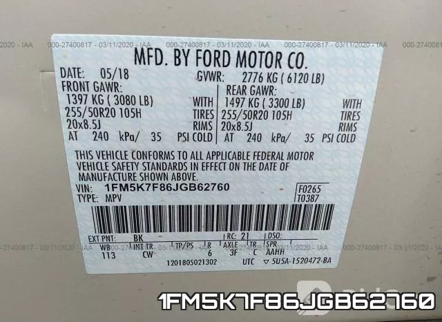 1FM5K7F86JGB62760 фото 10