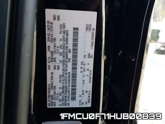1FMCU0F71HUB00839 фото 2