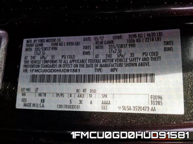 1FMCU0GD0HUD91581 фото 2