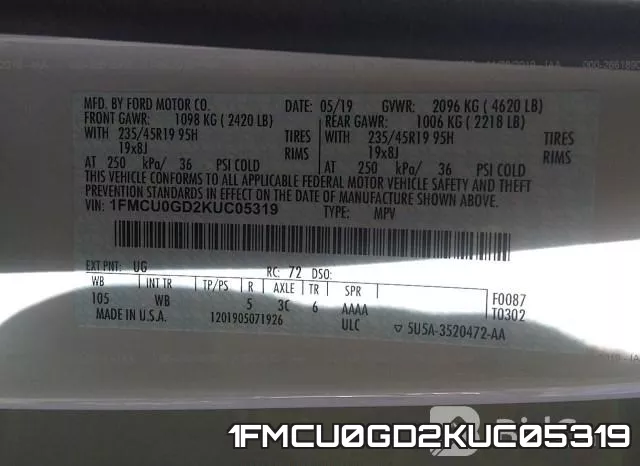 1FMCU0GD2KUC05319 фото 10