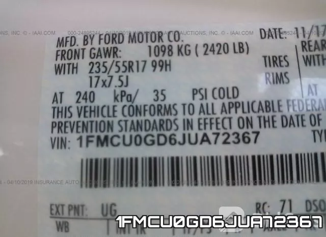 1FMCU0GD6JUA72367 фото 10