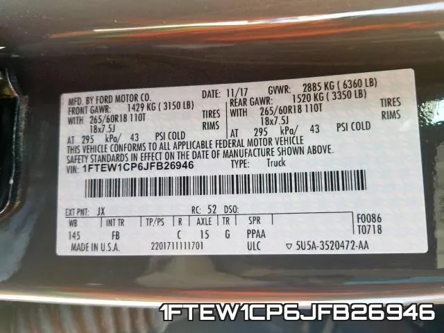 1FTEW1CP6JFB26946 фото 2