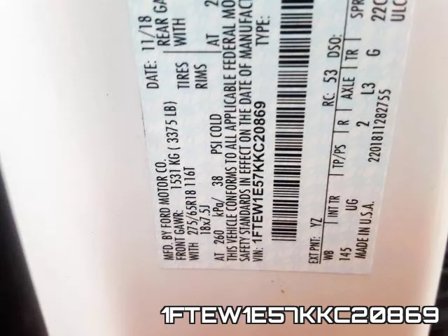 1FTEW1E57KKC20869 фото 2
