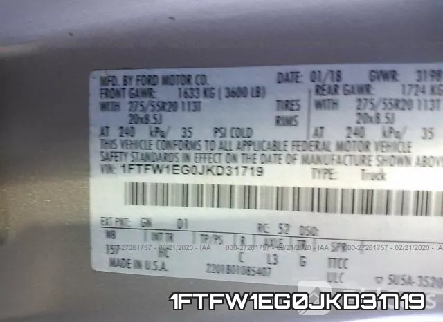 1FTFW1EG0JKD31719 фото 10