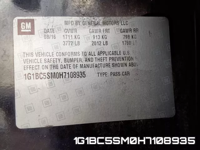 1G1BC5SM0H7108935 фото 2