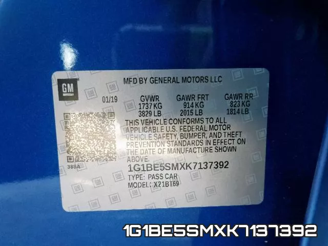 1G1BE5SMXK7137392 фото 2