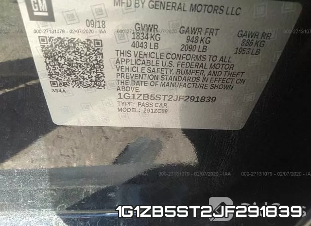 1G1ZB5ST2JF291839 фото 10