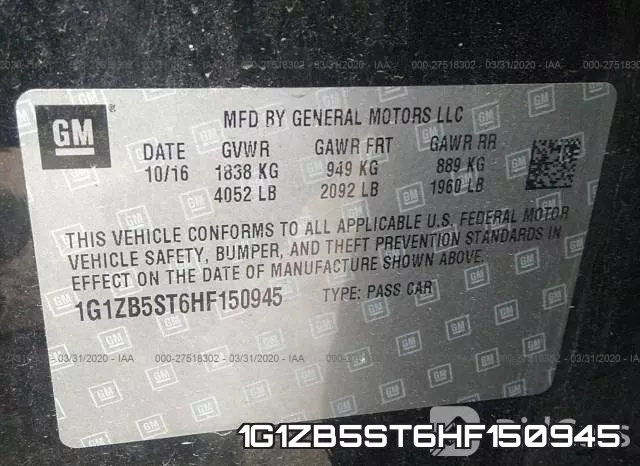 1G1ZB5ST6HF150945 фото 10