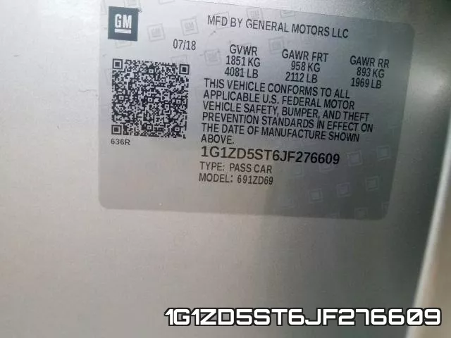 1G1ZD5ST6JF276609 фото 2