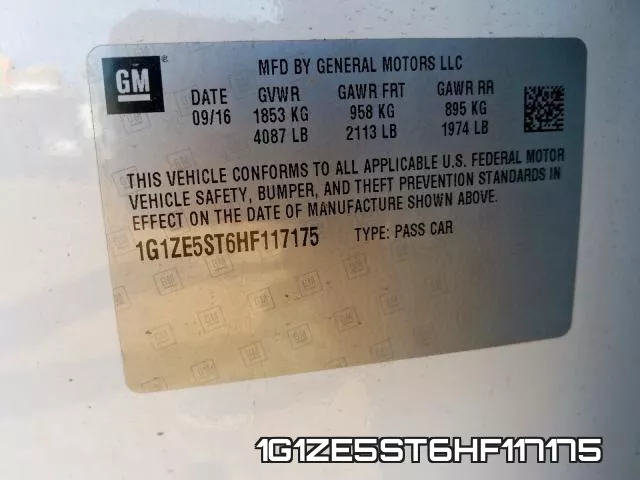 1G1ZE5ST6HF117175 фото 2