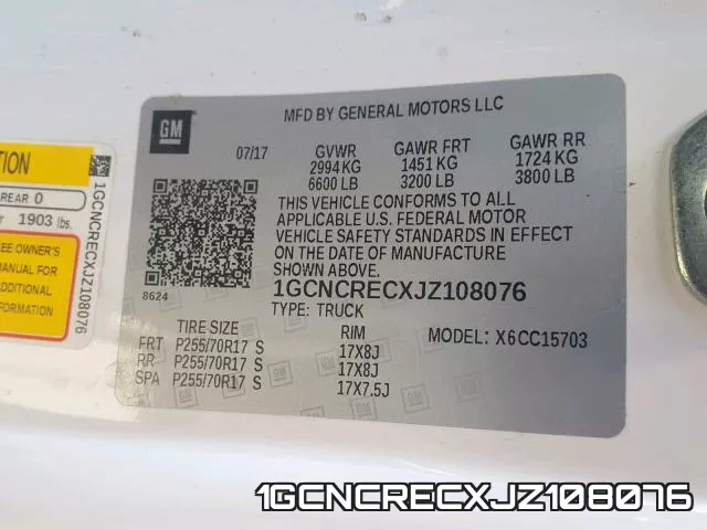 1GCNCRECXJZ108076 фото 2