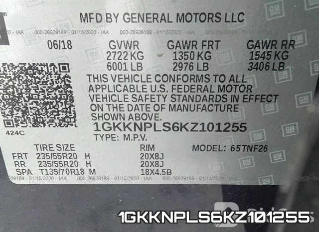1GKKNPLS6KZ101255 фото 10
