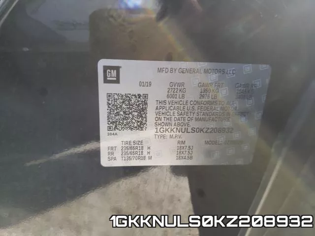 1GKKNULS0KZ208932 фото 2