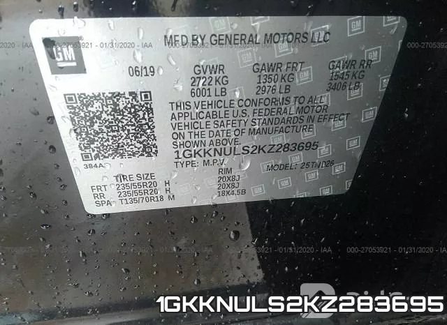 1GKKNULS2KZ283695 фото 10