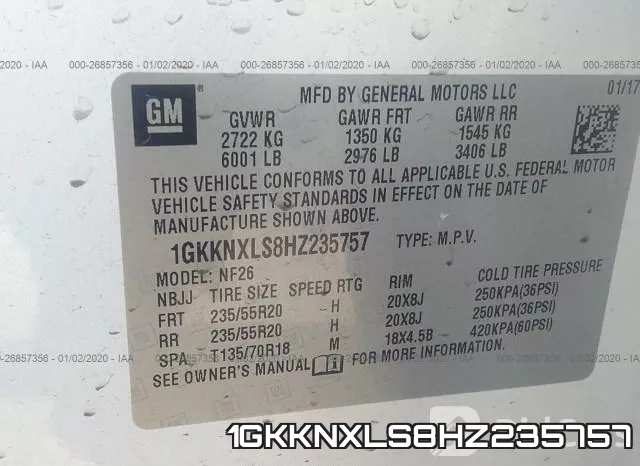 1GKKNXLS8HZ235757 фото 10