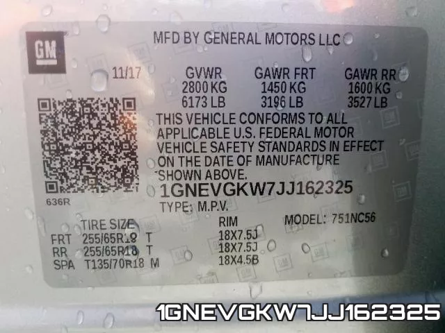 1GNEVGKW7JJ162325 фото 2