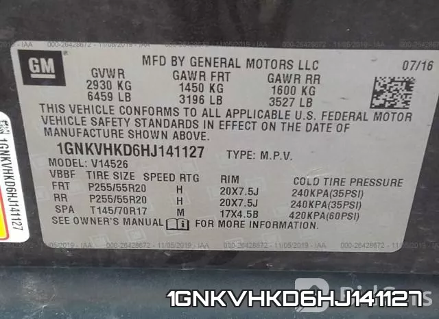 1GNKVHKD6HJ141127 фото 10