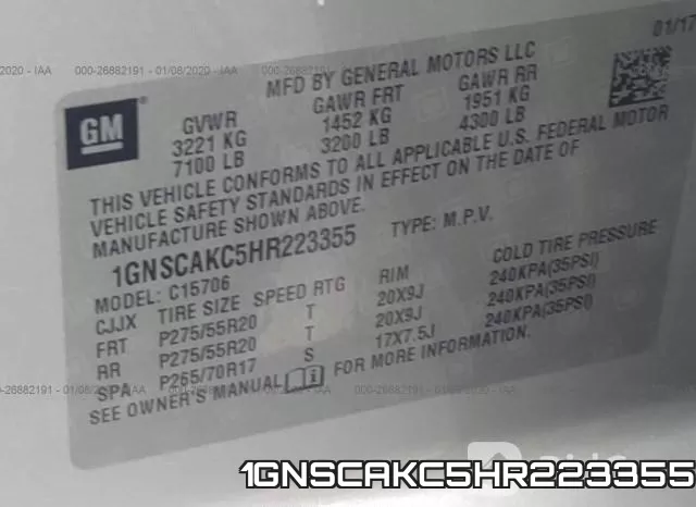 1GNSCAKC5HR223355 фото 10