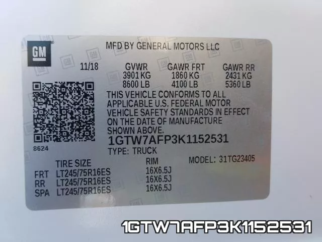 1GTW7AFP3K1152531 фото 2