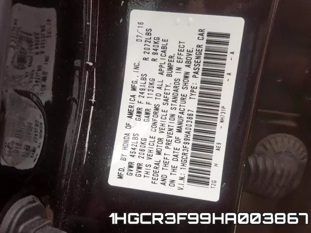 1HGCR3F99HA003867 фото 2