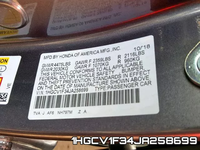 1HGCV1F34JA258699 фото 2