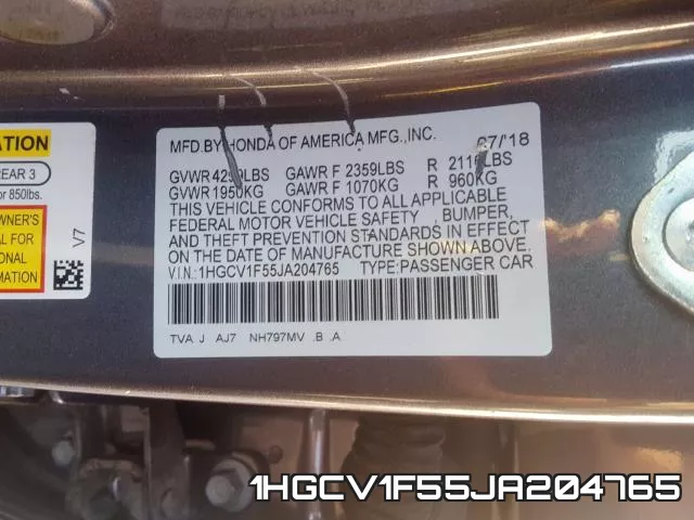 1HGCV1F55JA204765 фото 2